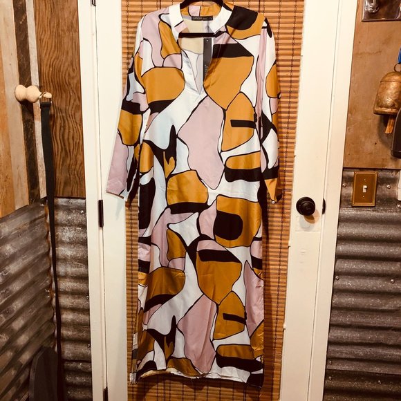 Zanzea Retro Print Maxi Dress w/ Pockets NWT - Picture 3 of 14